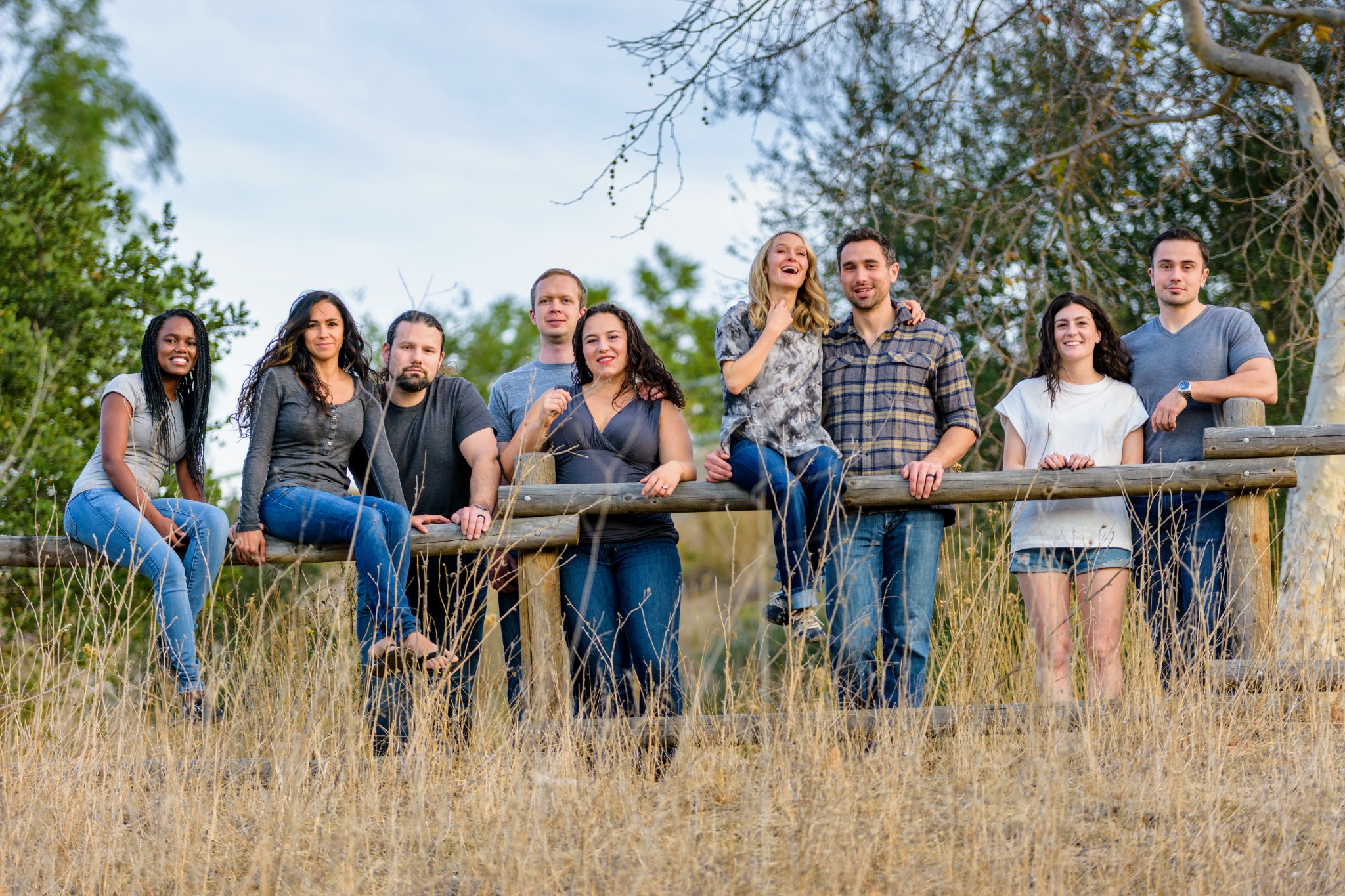 Family group portrait outdoors